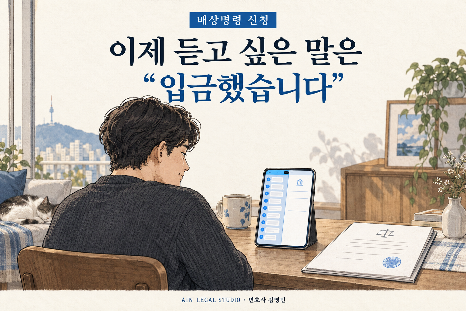 입금을 기다리는 본문 카툰