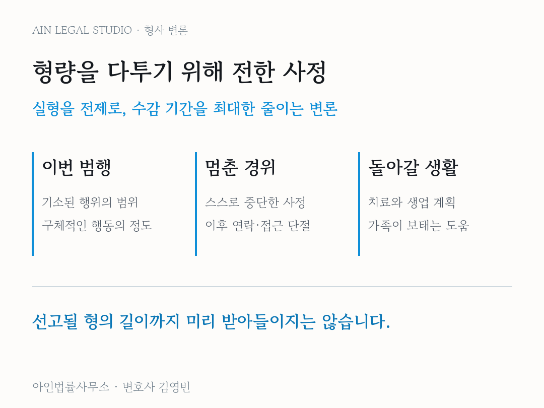 이번 범행, 멈춘 경위, 돌아갈 생활을 재판부에 전한 양형 변론