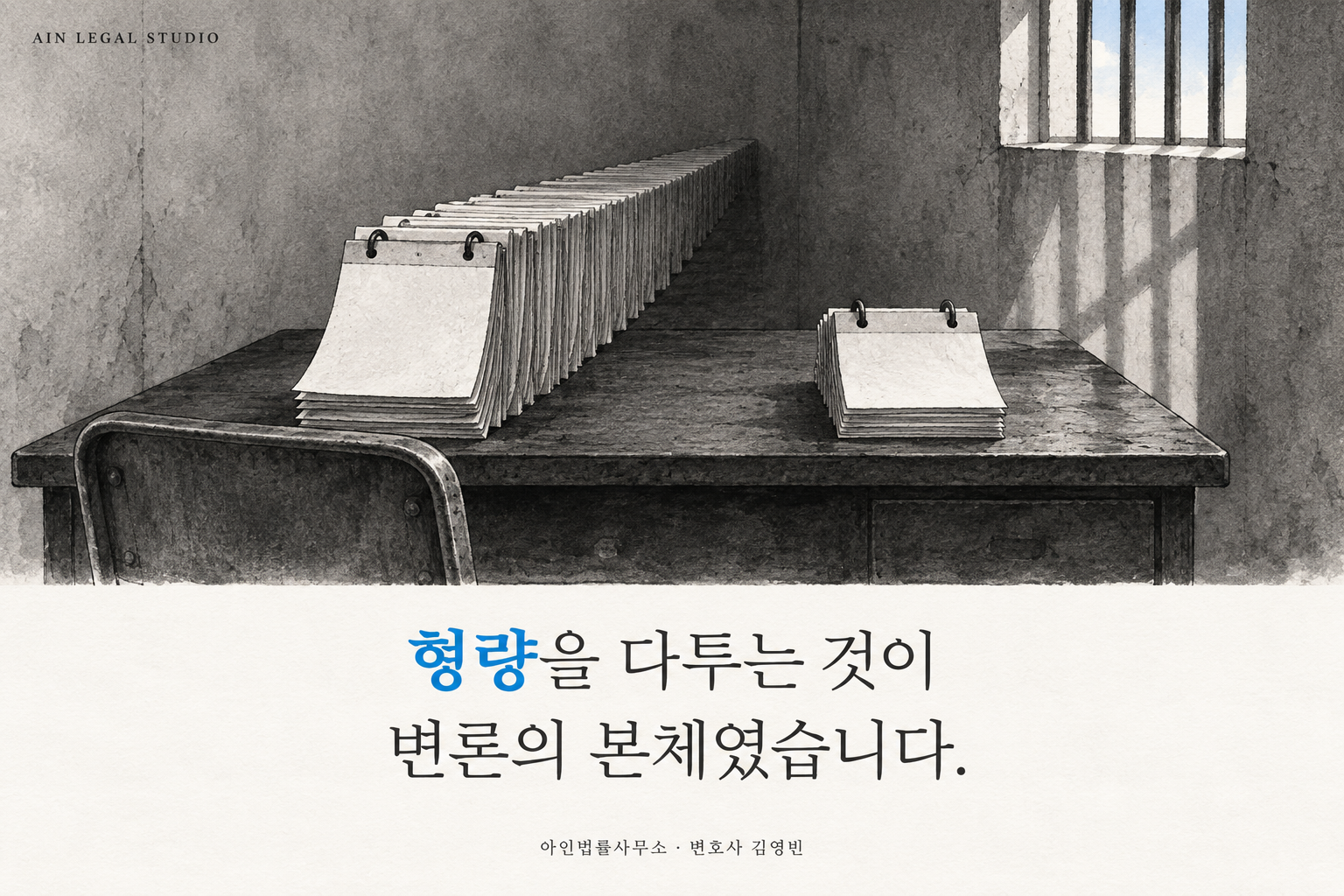 수감 기간의 차이를 달력으로 표현한 형량 변론 삽화