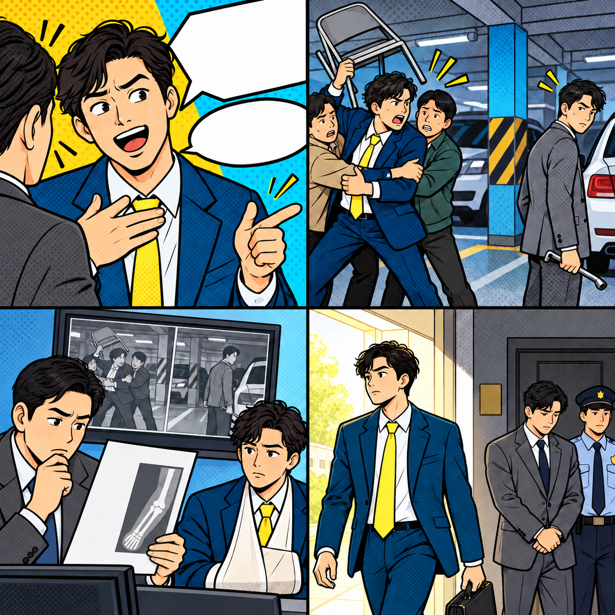 남성 변호사의 상담·기록 검토와 서로 다른 판결을 재구성한 팝아트