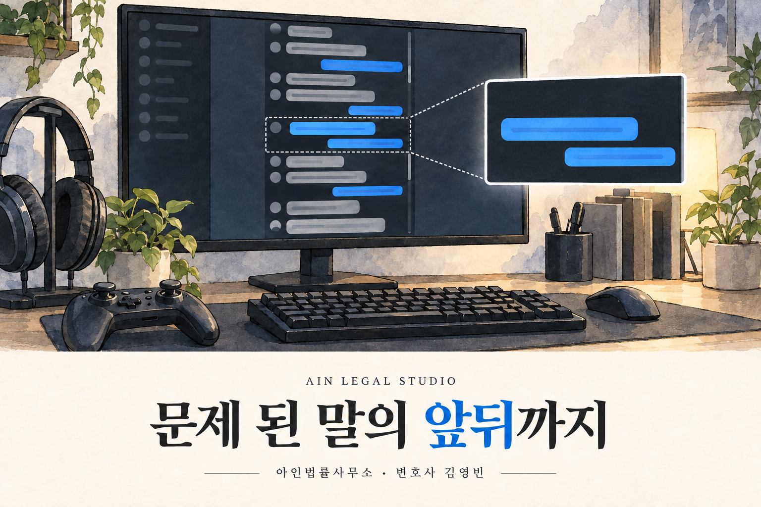 전후 대화 전체를 살피는 삽화